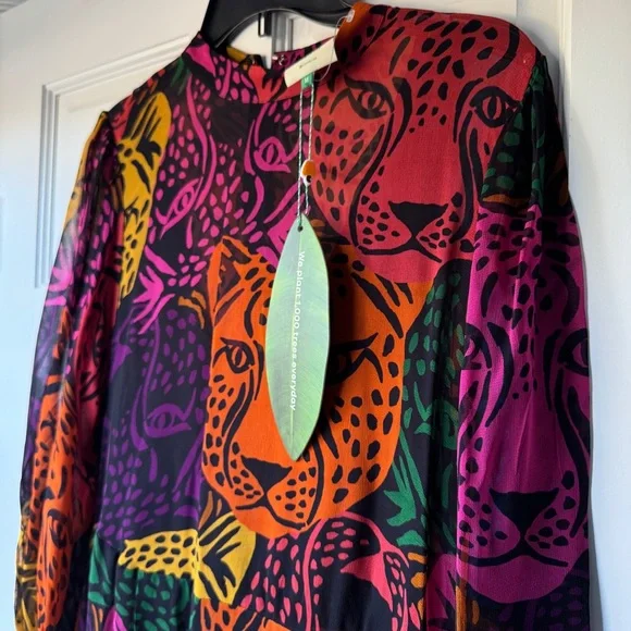 🎄 FARM Rio Rainbow Midnight Leopards Tiered Maxi dress - Picture 6 of 13